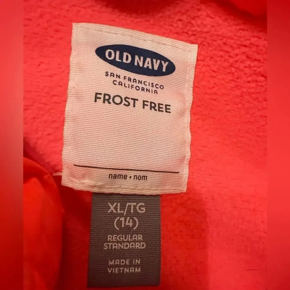 Old Navy girls size XL neon coral/pink winter vest
